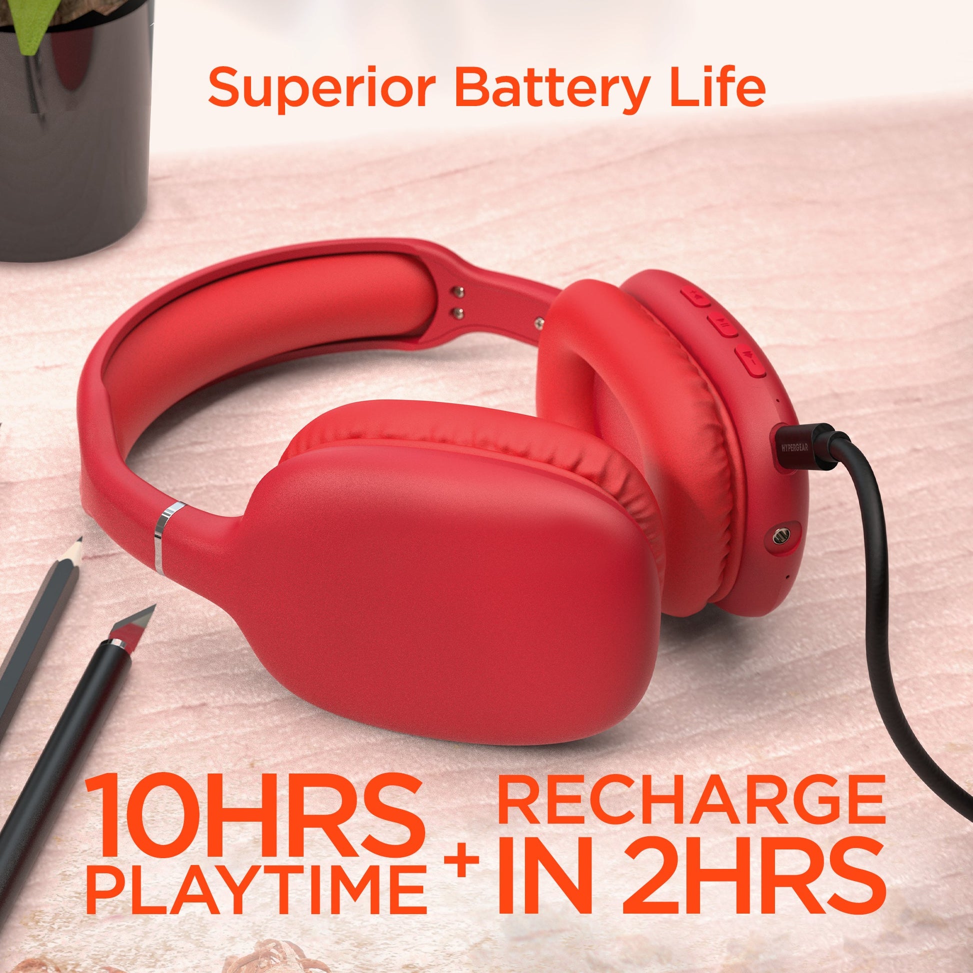 VIBE Wireless Over-the-Ear Headphones/ Red - US Stores