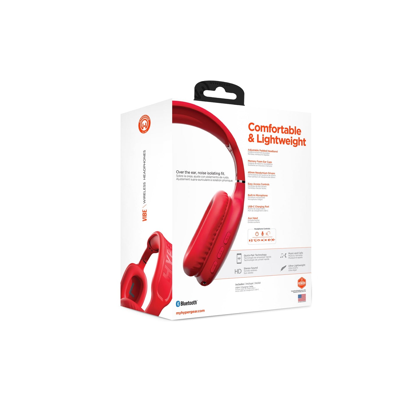 VIBE Wireless Over-the-Ear Headphones/ Red - US Stores