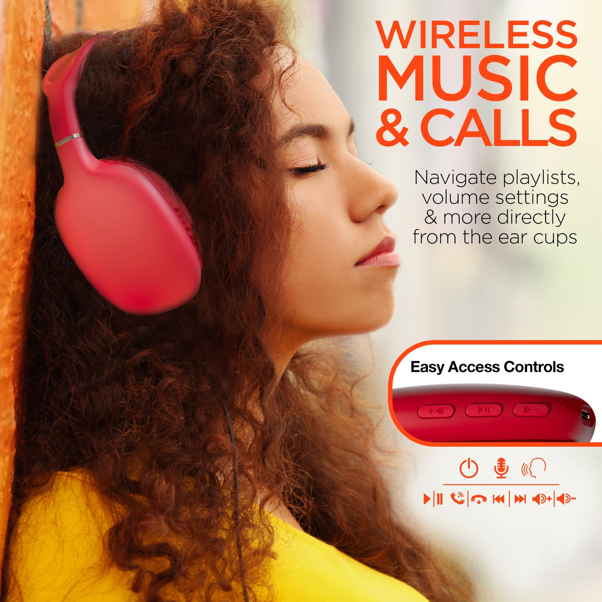 VIBE Wireless Over-the-Ear Headphones/ Red - US Stores