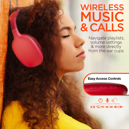VIBE Wireless Over-the-Ear Headphones/ Red - US Stores